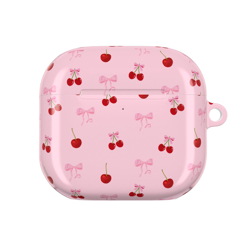 Cherry Bow AirPod Case — Cute Pink Cherry Pattern AirPods Pro Cover
