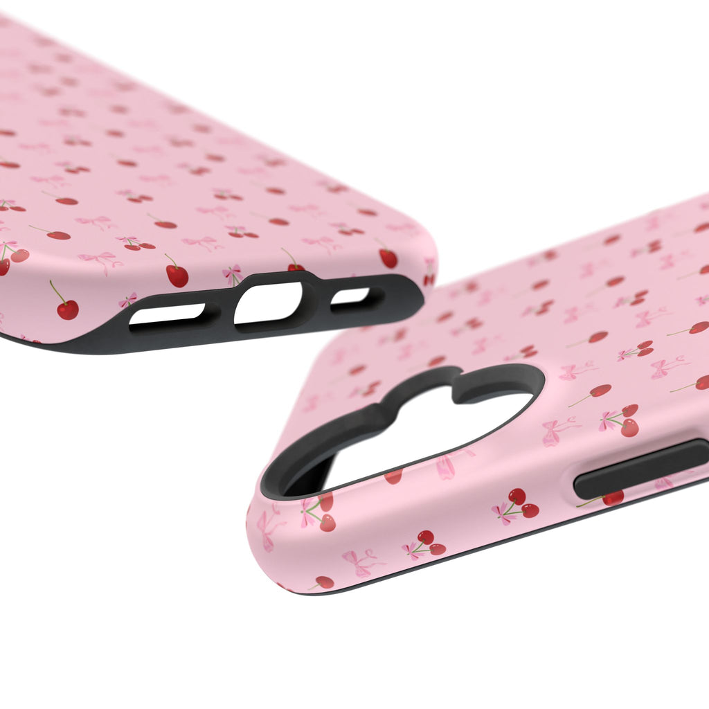 Cherry-Bow Pattern Impact-Resistant Phone Case