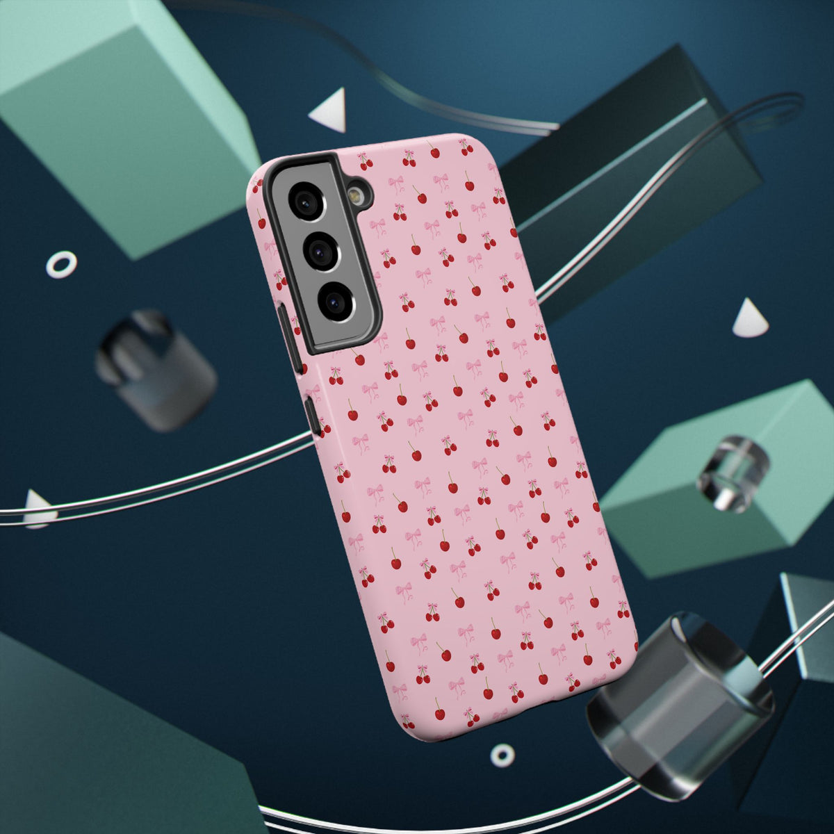 Cherry-Bow Pattern Impact-Resistant Phone Case