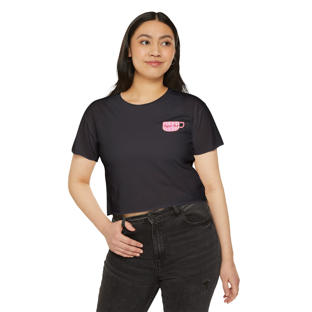Cafecito Crop Top — "But First Cafecito" Cute Coffee Festival Tee