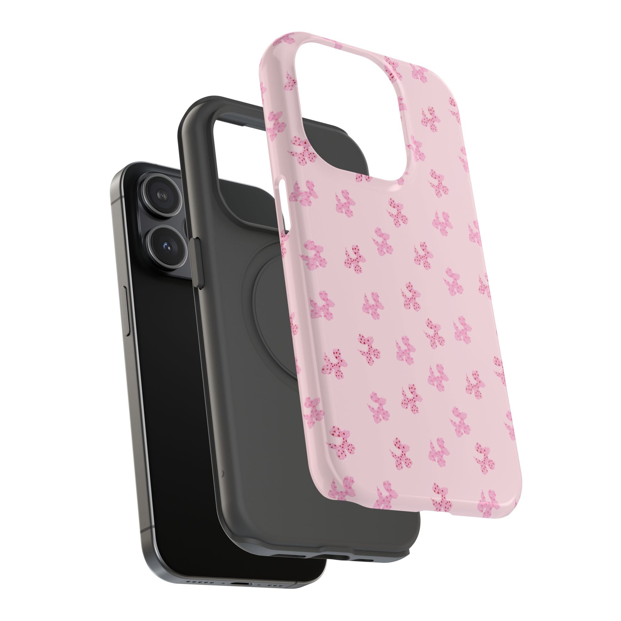 Pink Dog Bow's Cute Pattern Impact-Resistant Phone Case