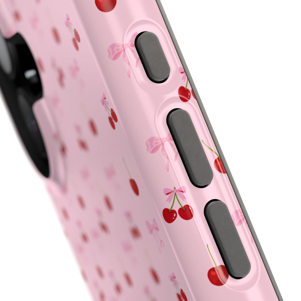Cherry-Bow Pattern Impact-Resistant Phone Case