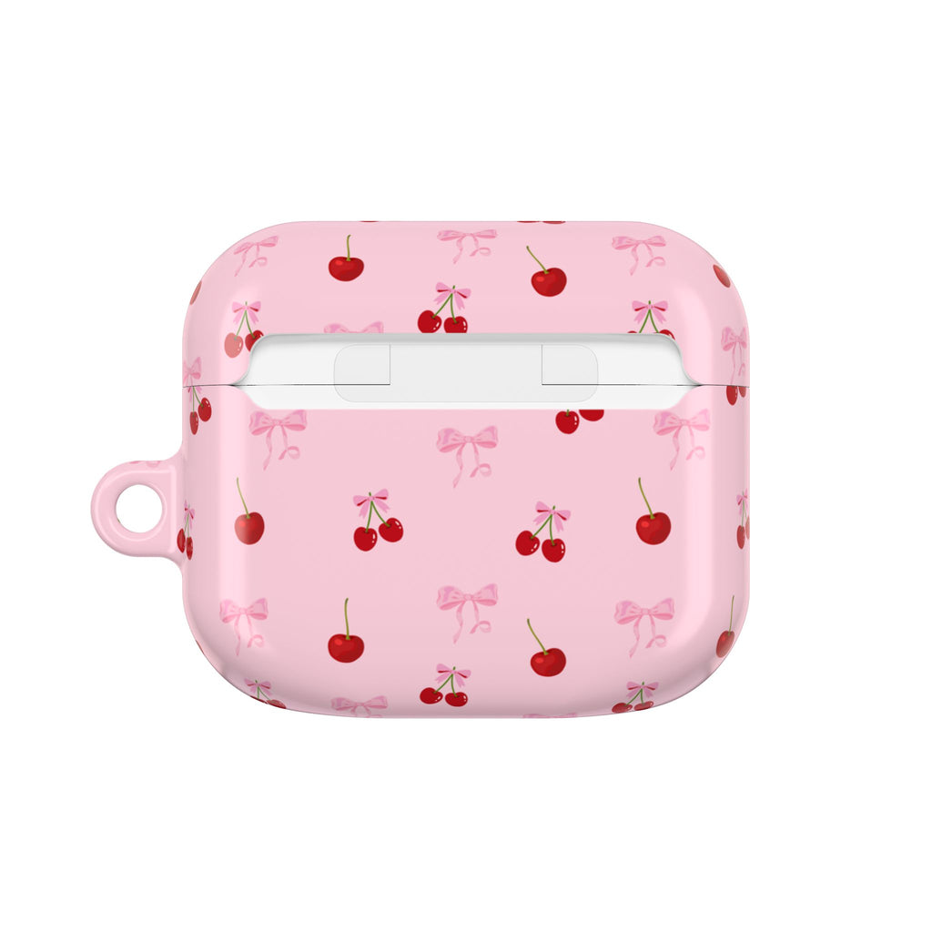 Cherry Bow AirPod Case — Cute Pink Cherry Pattern AirPods Pro Cover