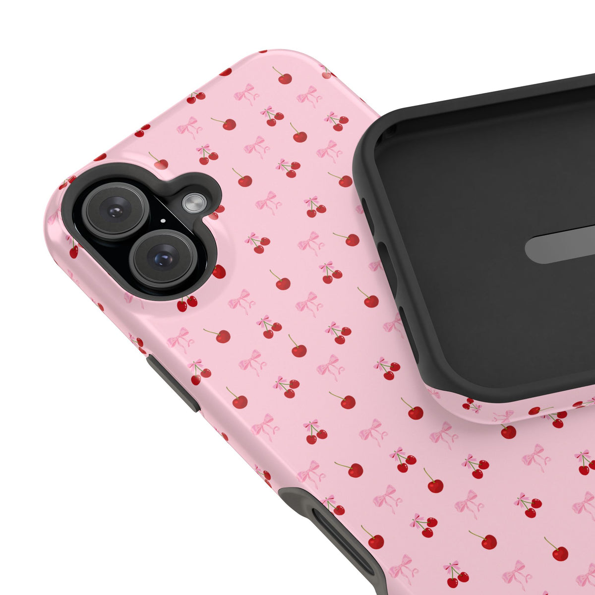 Cherry-Bow Pattern Impact-Resistant Phone Case