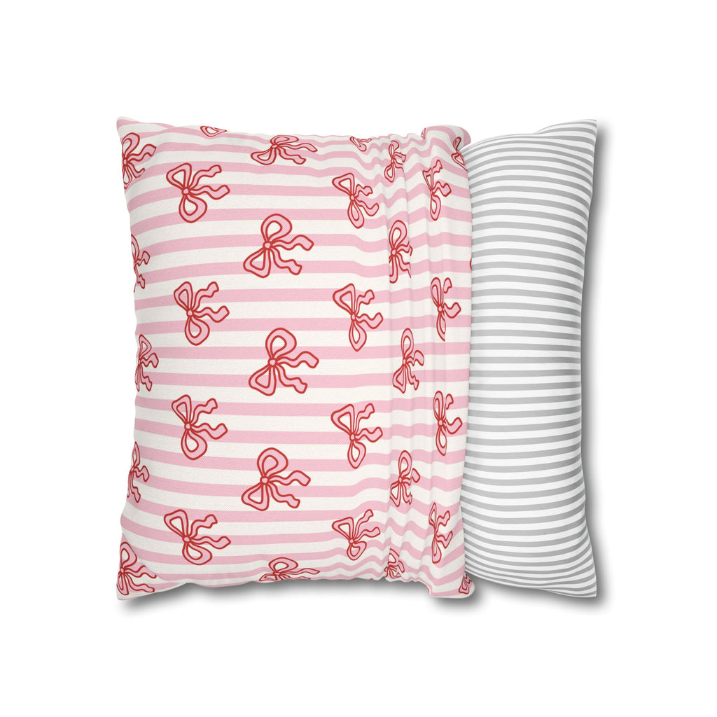Pink Striped Bow's Pillowcase Cover