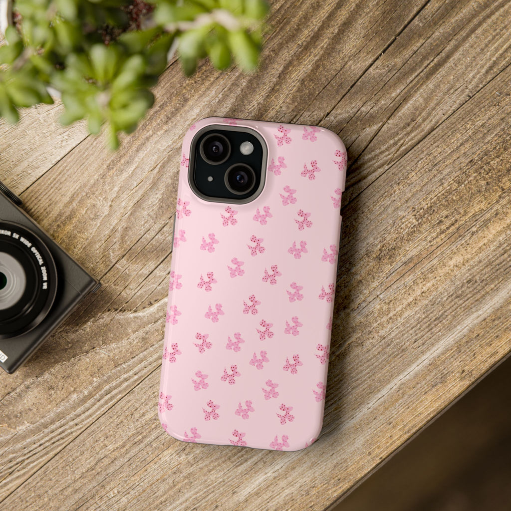 Pink Dog Bow's Cute Pattern Impact-Resistant Phone Case