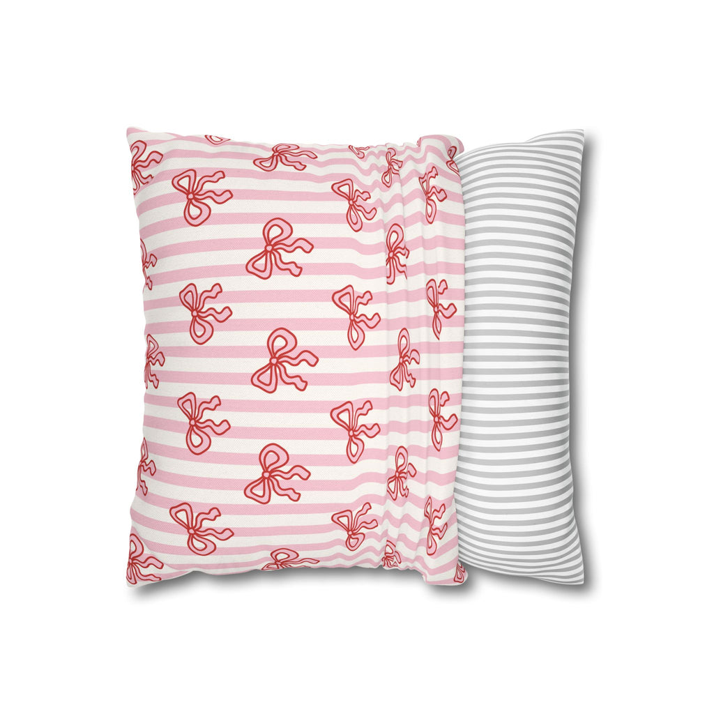 Pink Striped Bow's Pillowcase Cover
