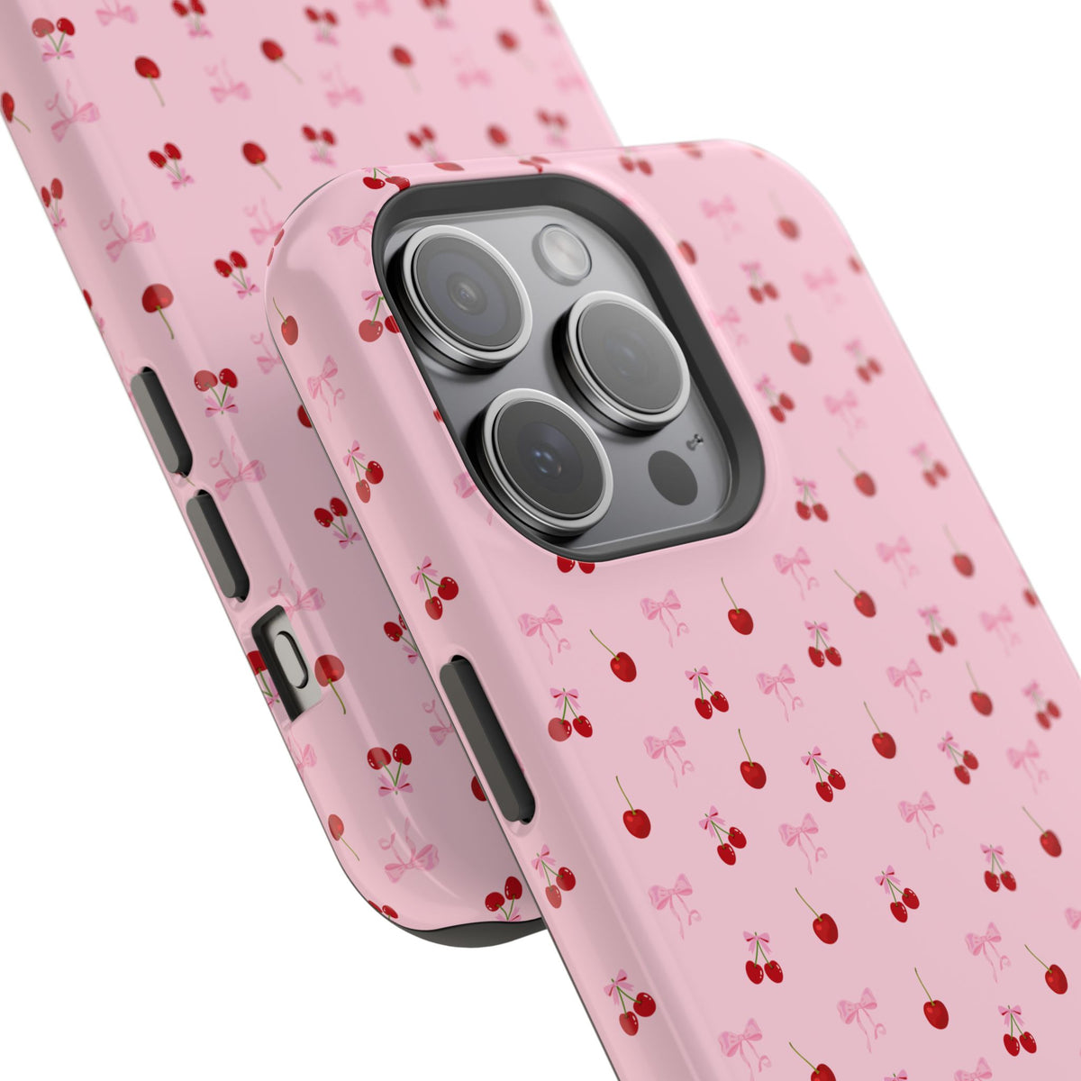 Cherry-Bow Pattern Impact-Resistant Phone Case
