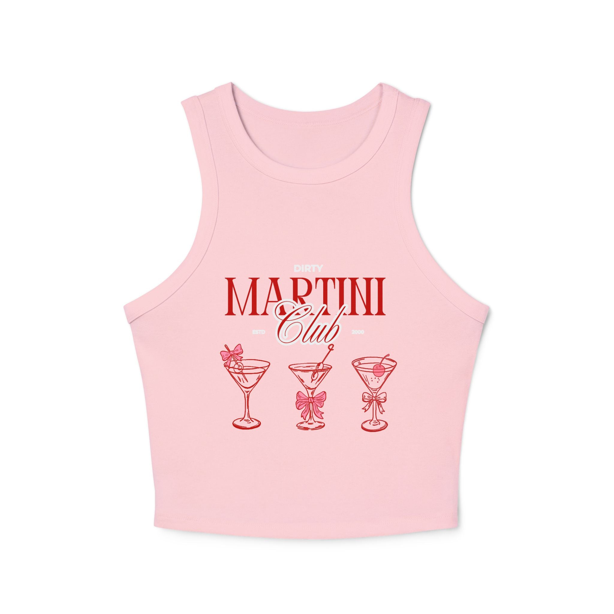 Martini Club Racer Tank Top — Retro Cocktail Graphic Crop