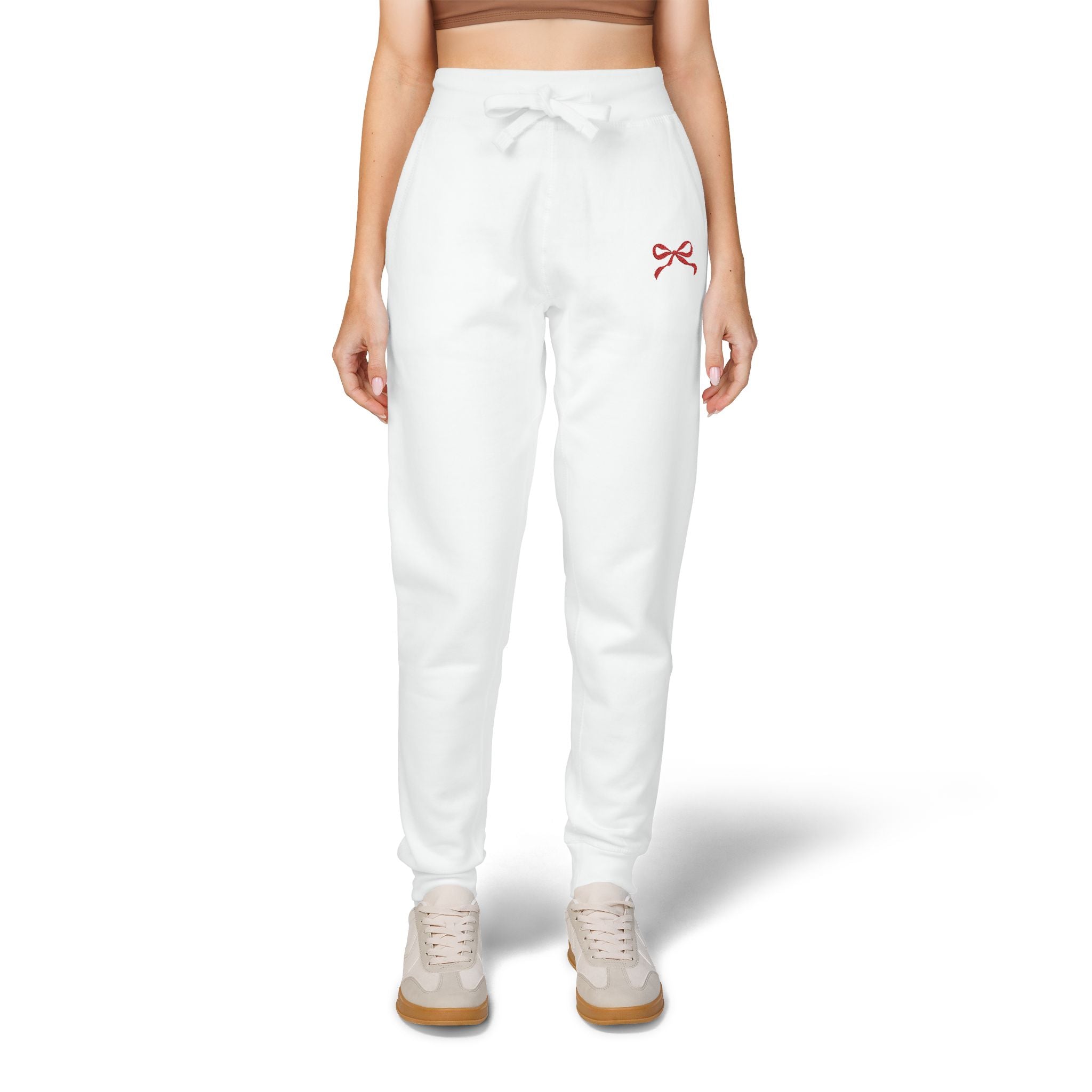 Embroidered Red Bow Cozy Sweatpants