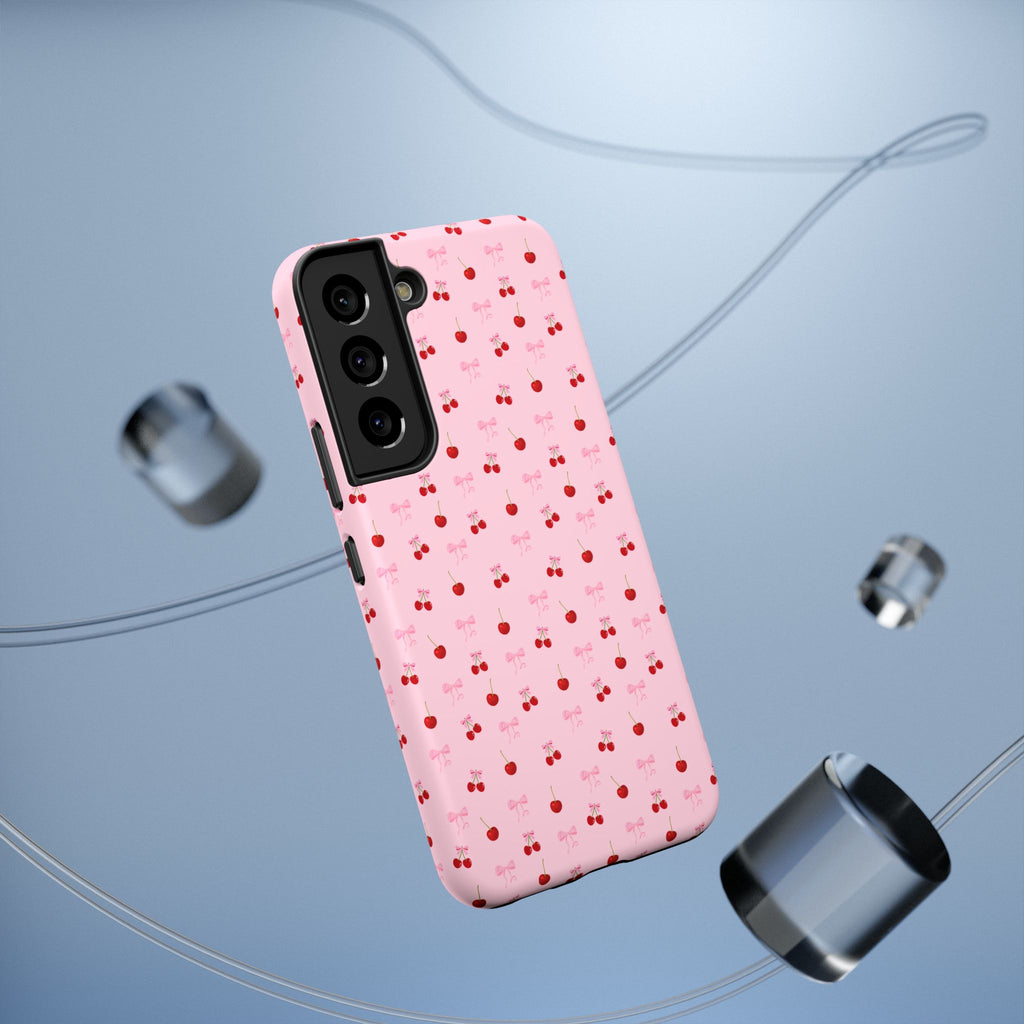 Cherry-Bow Pattern Impact-Resistant Phone Case
