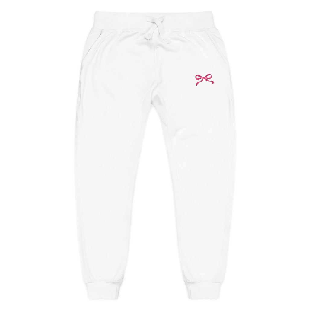 Embroidered Pink Bow Cozy Sweatpants