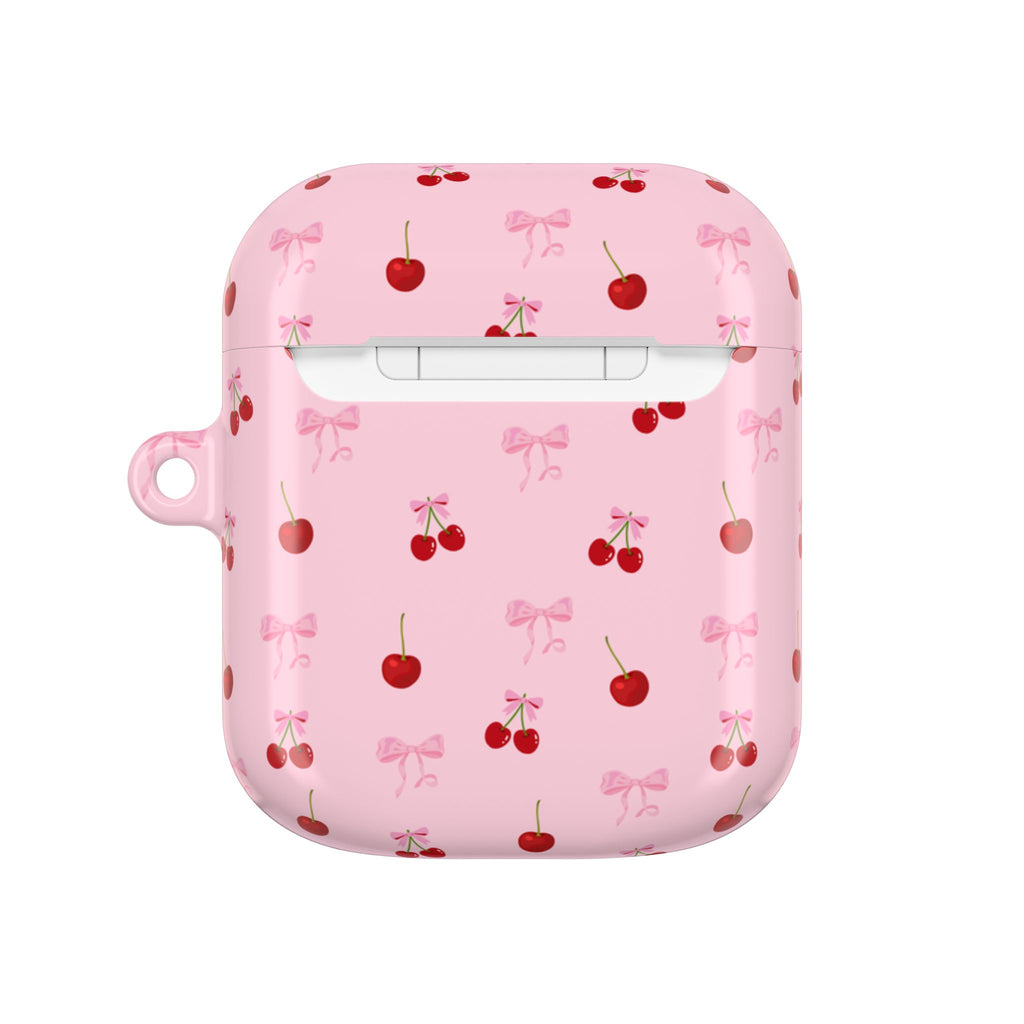 Cherry Bow AirPod Case — Cute Pink Cherry Pattern AirPods Pro Cover