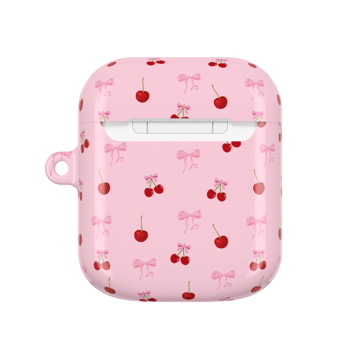 Cherry Bow AirPod Case — Cute Pink Cherry Pattern AirPods Pro Cover