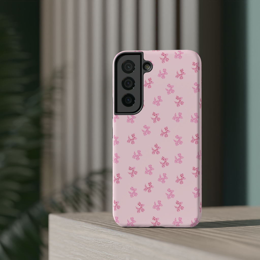 Pink Dog Bow's Cute Pattern Impact-Resistant Phone Case