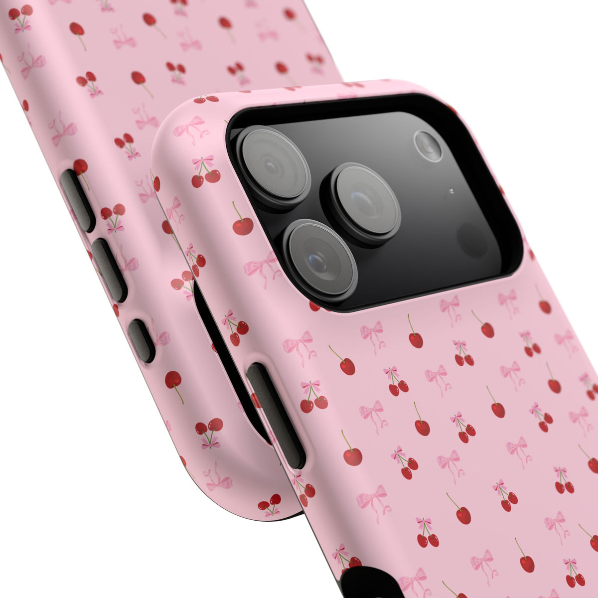 Cherry-Bow Pattern Impact-Resistant Phone Case