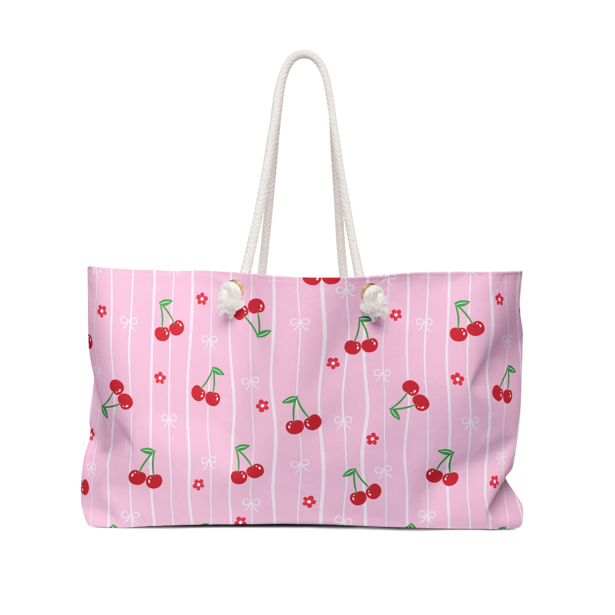 Pink Cherry Patterned Weekender Bag Travel Tote