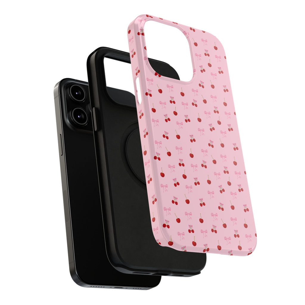 Cherry-Bow Pattern Impact-Resistant Phone Case