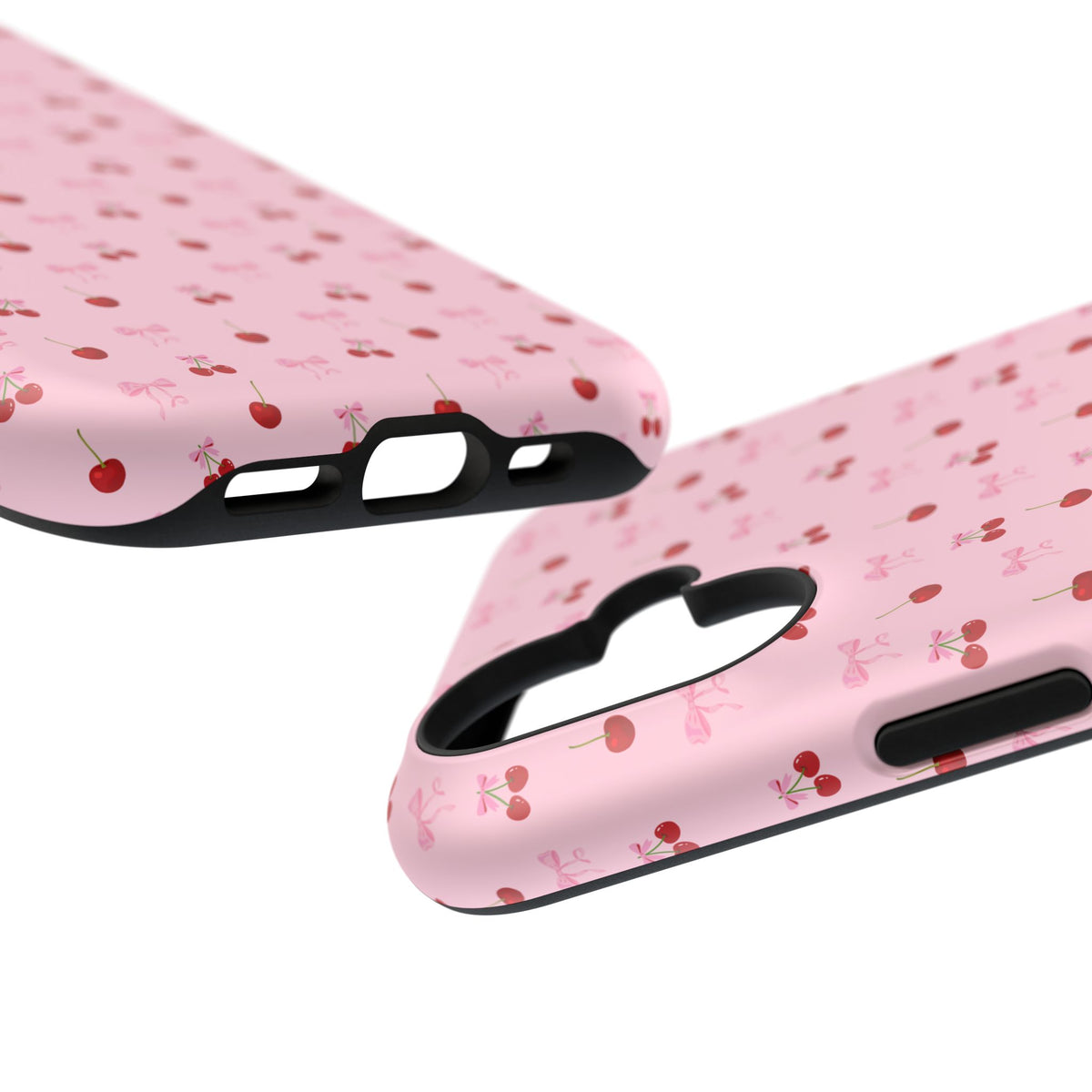 Cherry-Bow Pattern Impact-Resistant Phone Case