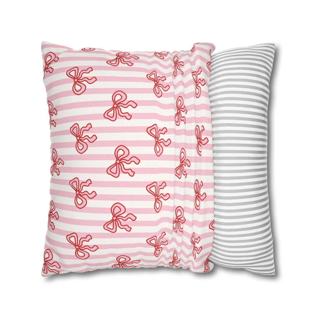 Pink Striped Bow's Pillowcase Cover
