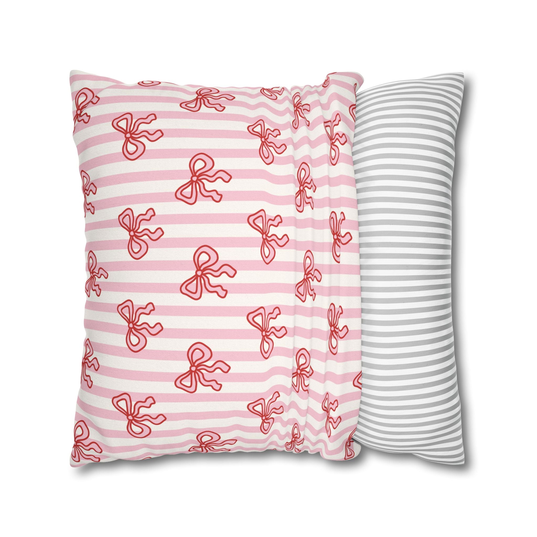 Pink Striped Bow's Pillowcase Cover