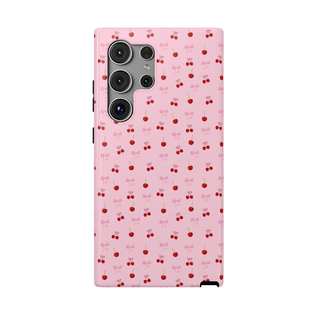 Cherry-Bow Pattern Impact-Resistant Phone Case