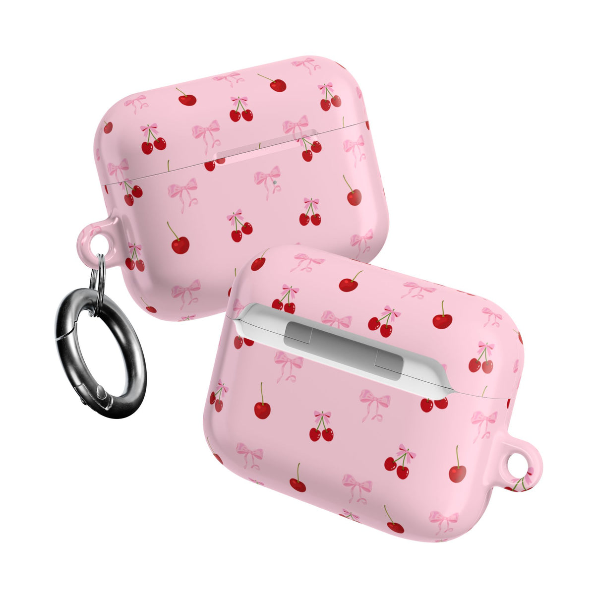Cherry Bow AirPod Case — Cute Pink Cherry Pattern AirPods Pro Cover