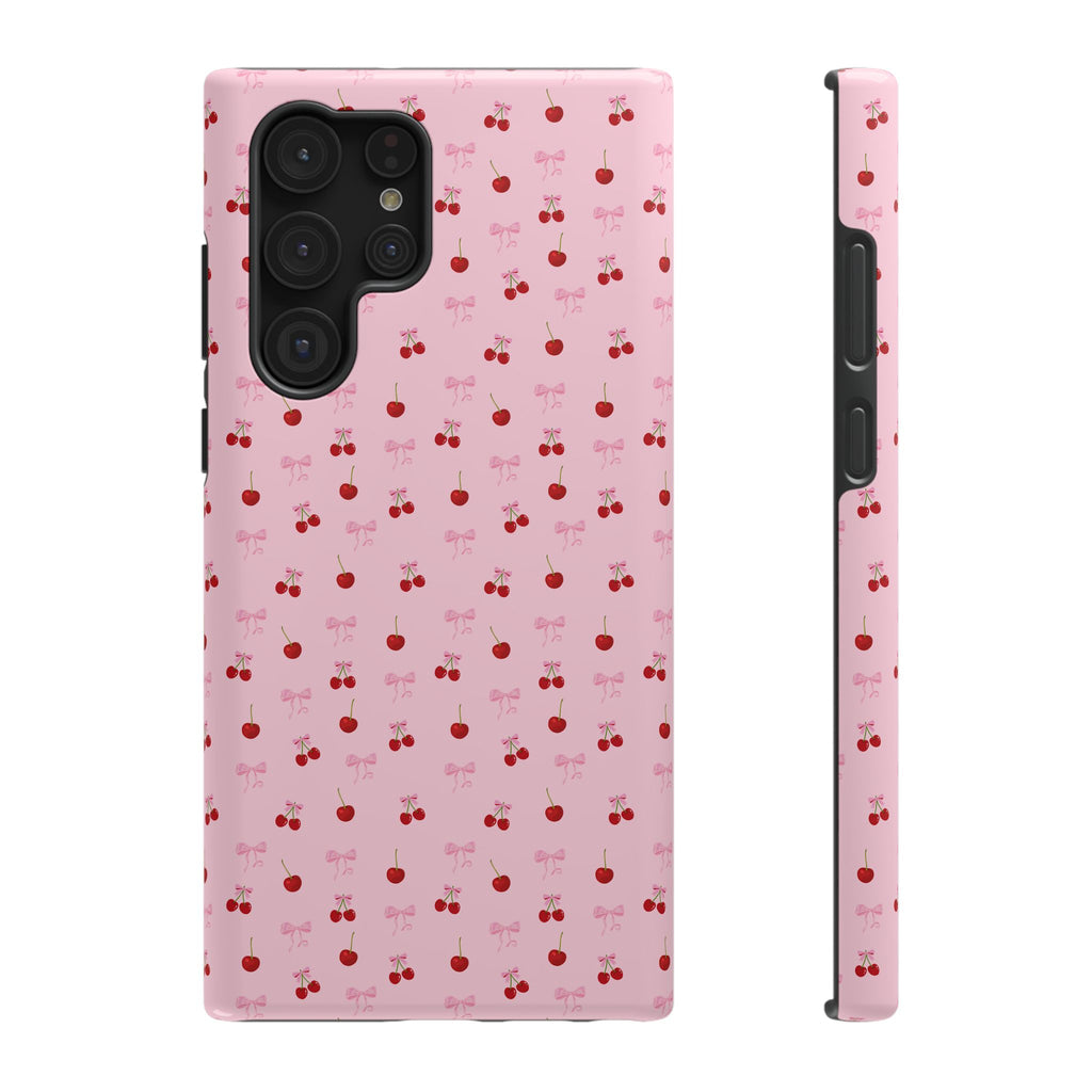 Cherry-Bow Pattern Impact-Resistant Phone Case
