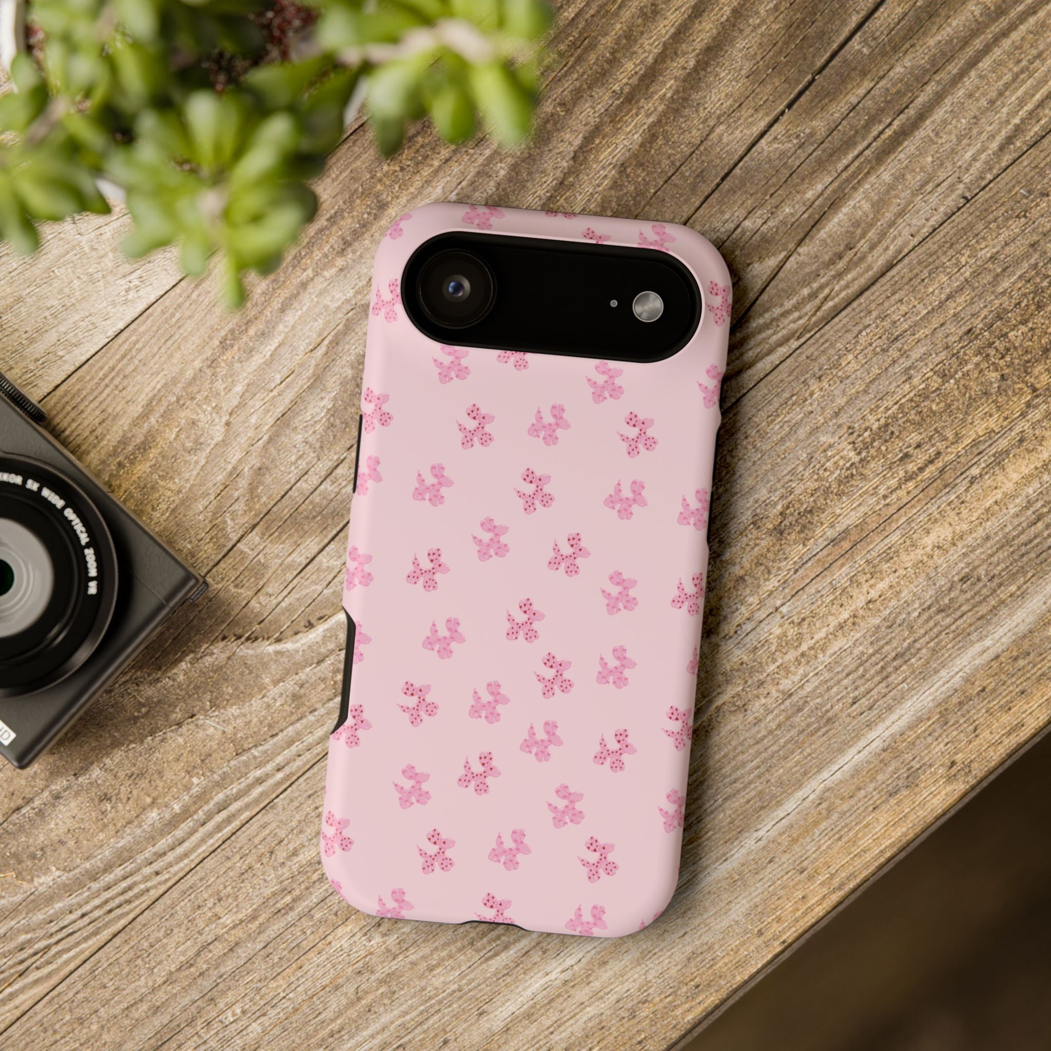 Pink Dog Bow's Cute Pattern Impact-Resistant Phone Case