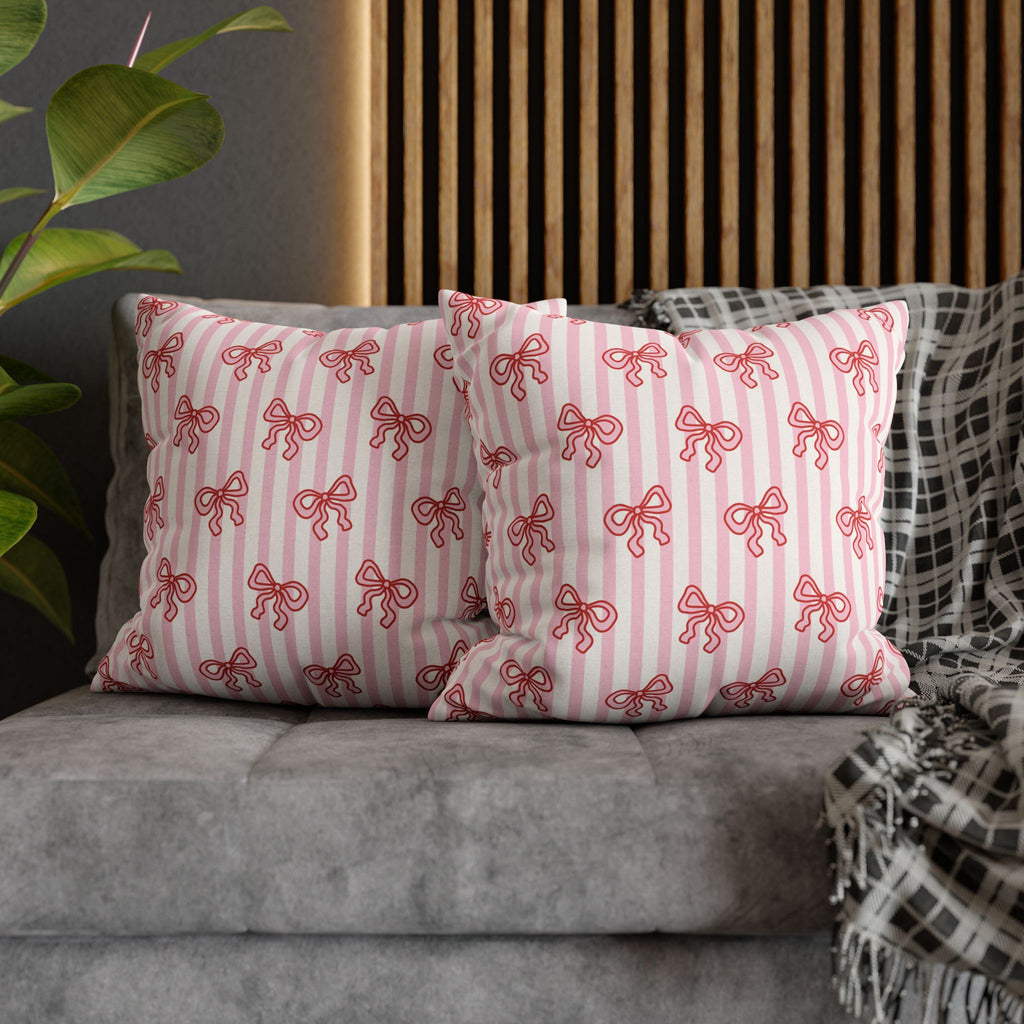 Pink Striped Bow's Pillowcase Cover
