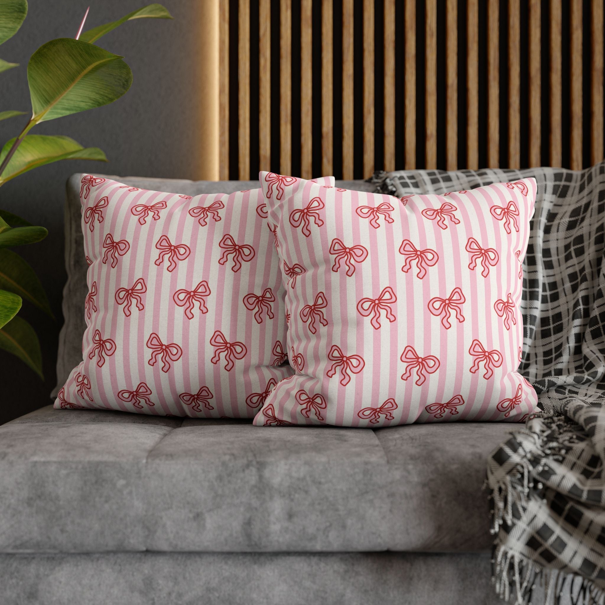 Pink Striped Bow's Pillowcase Cover