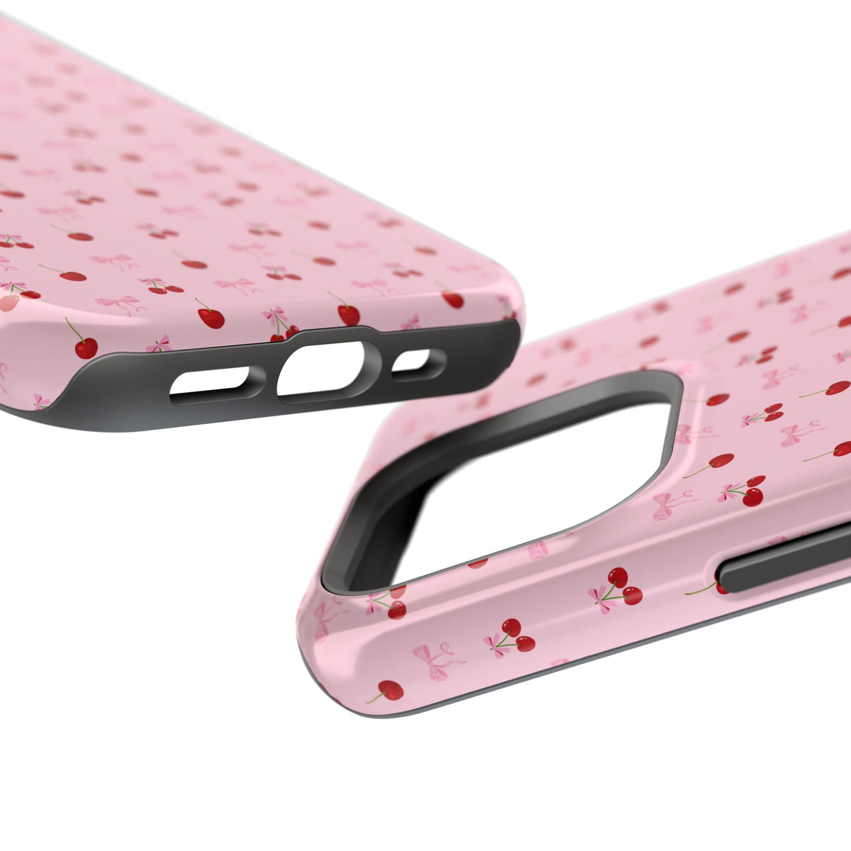 Cherry-Bow Pattern Impact-Resistant Phone Case