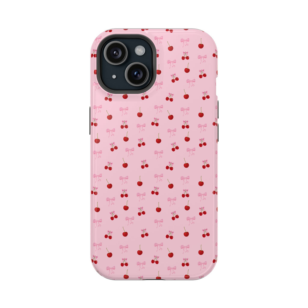 Cherry-Bow Pattern Impact-Resistant Phone Case