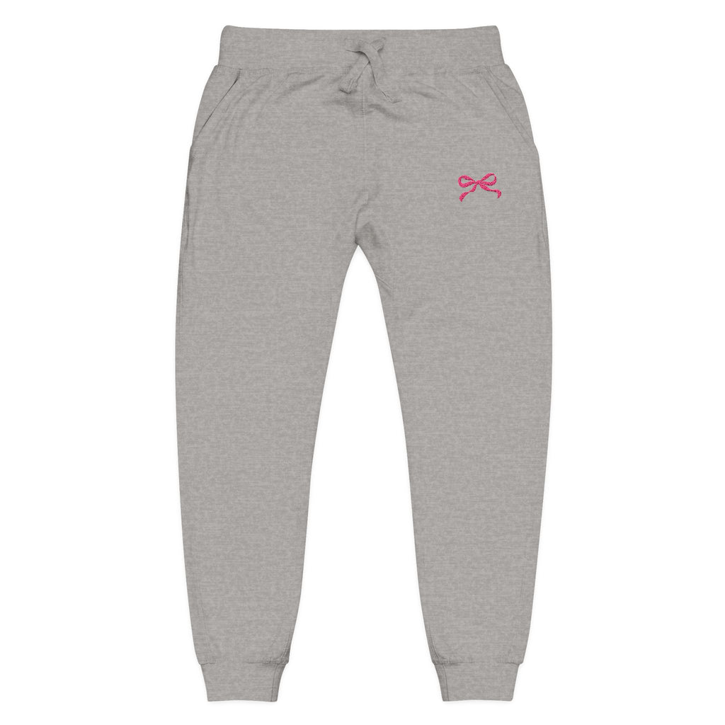 Embroidered Pink Bow Cozy Sweatpants