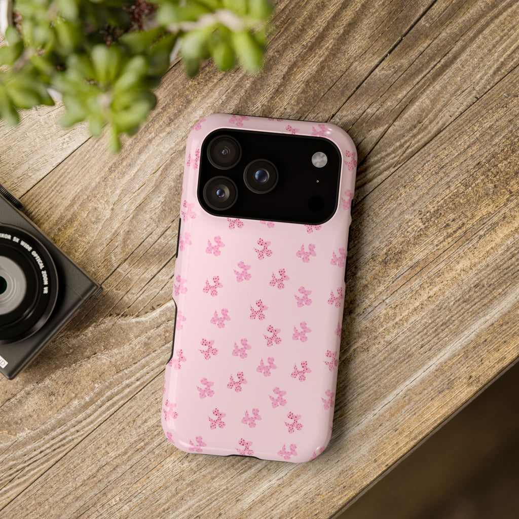Pink Dog Bow's Cute Pattern Impact-Resistant Phone Case