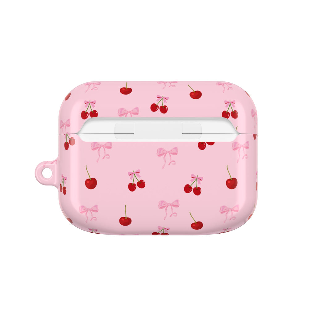 Cherry Bow AirPod Case — Cute Pink Cherry Pattern AirPods Pro Cover
