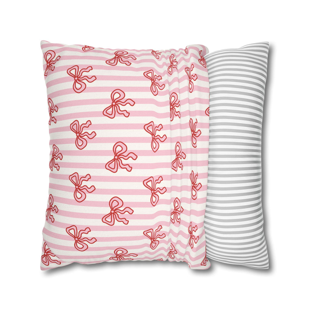 Pink Striped Bow's Pillowcase Cover