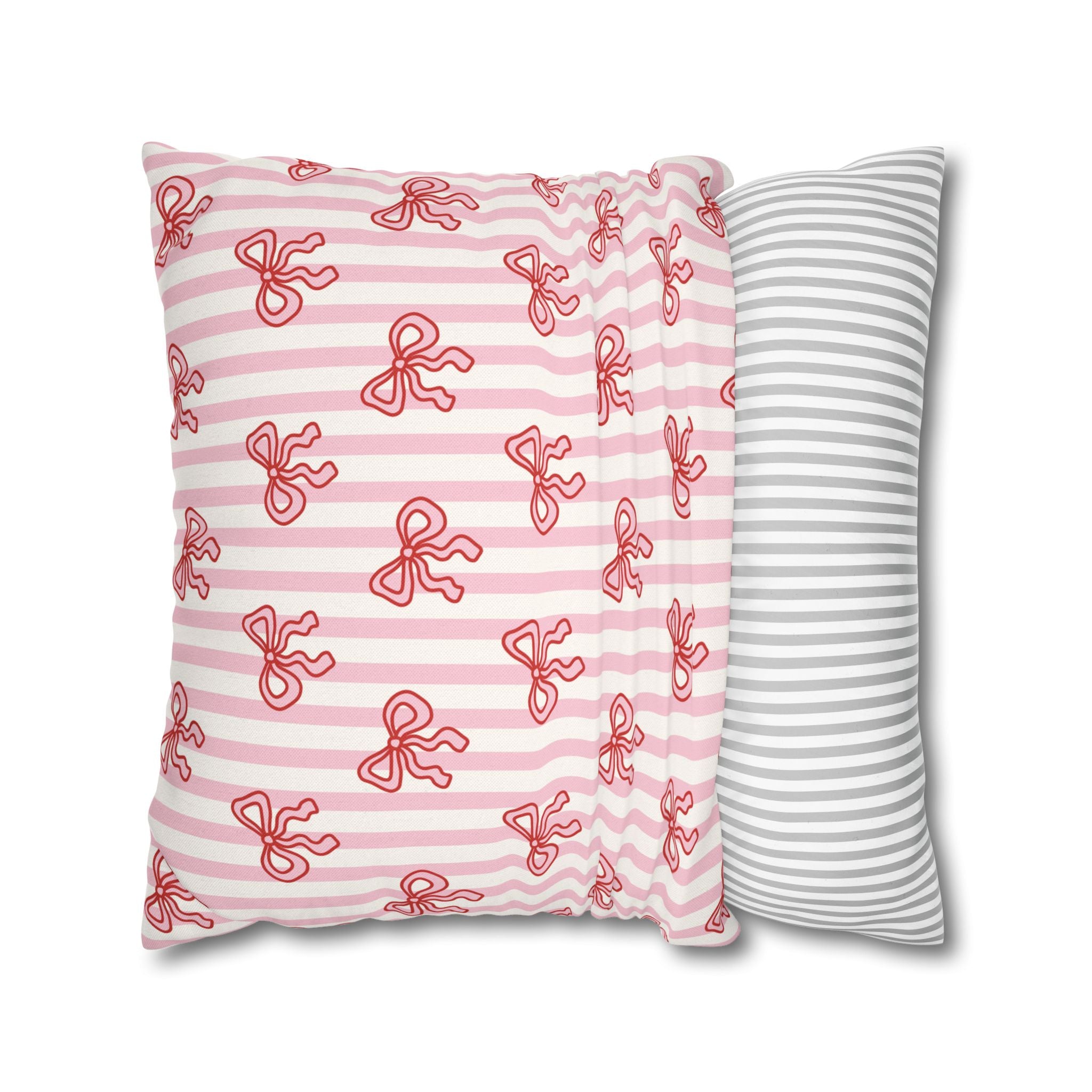 Pink Striped Bow's Pillowcase Cover