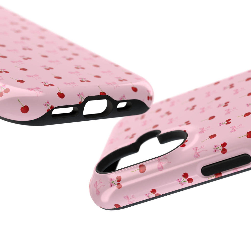 Cherry-Bow Pattern Impact-Resistant Phone Case