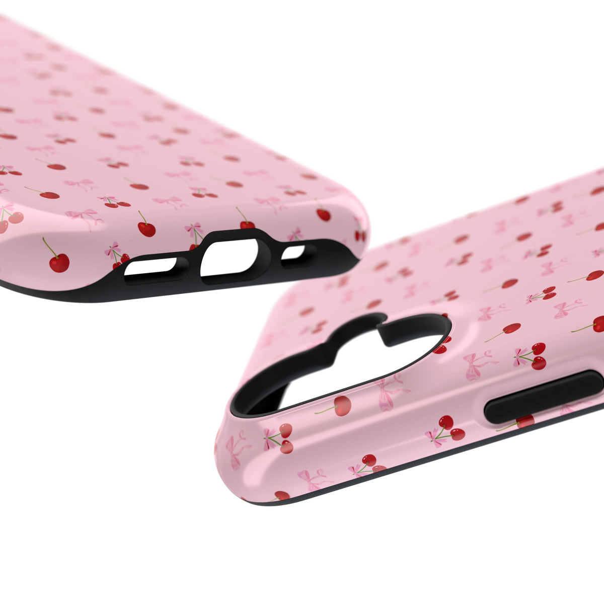 Cherry-Bow Pattern Impact-Resistant Phone Case