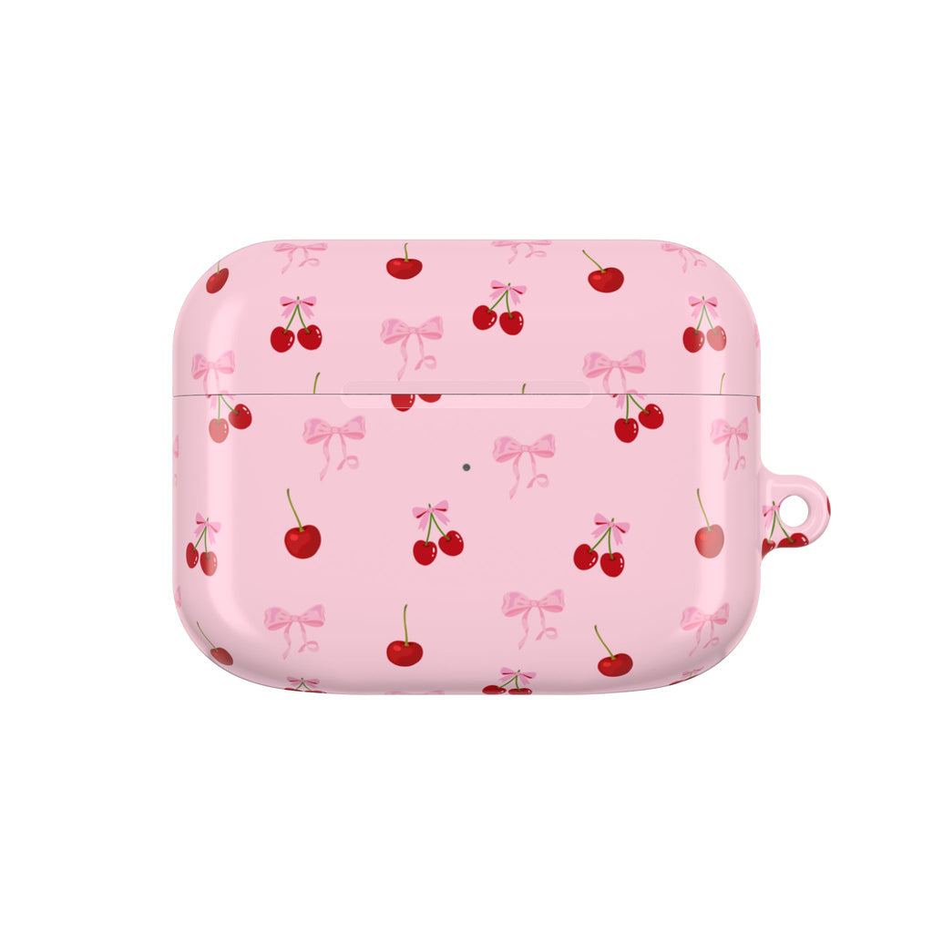 Cherry Bow AirPod Case — Cute Pink Cherry Pattern AirPods Pro Cover