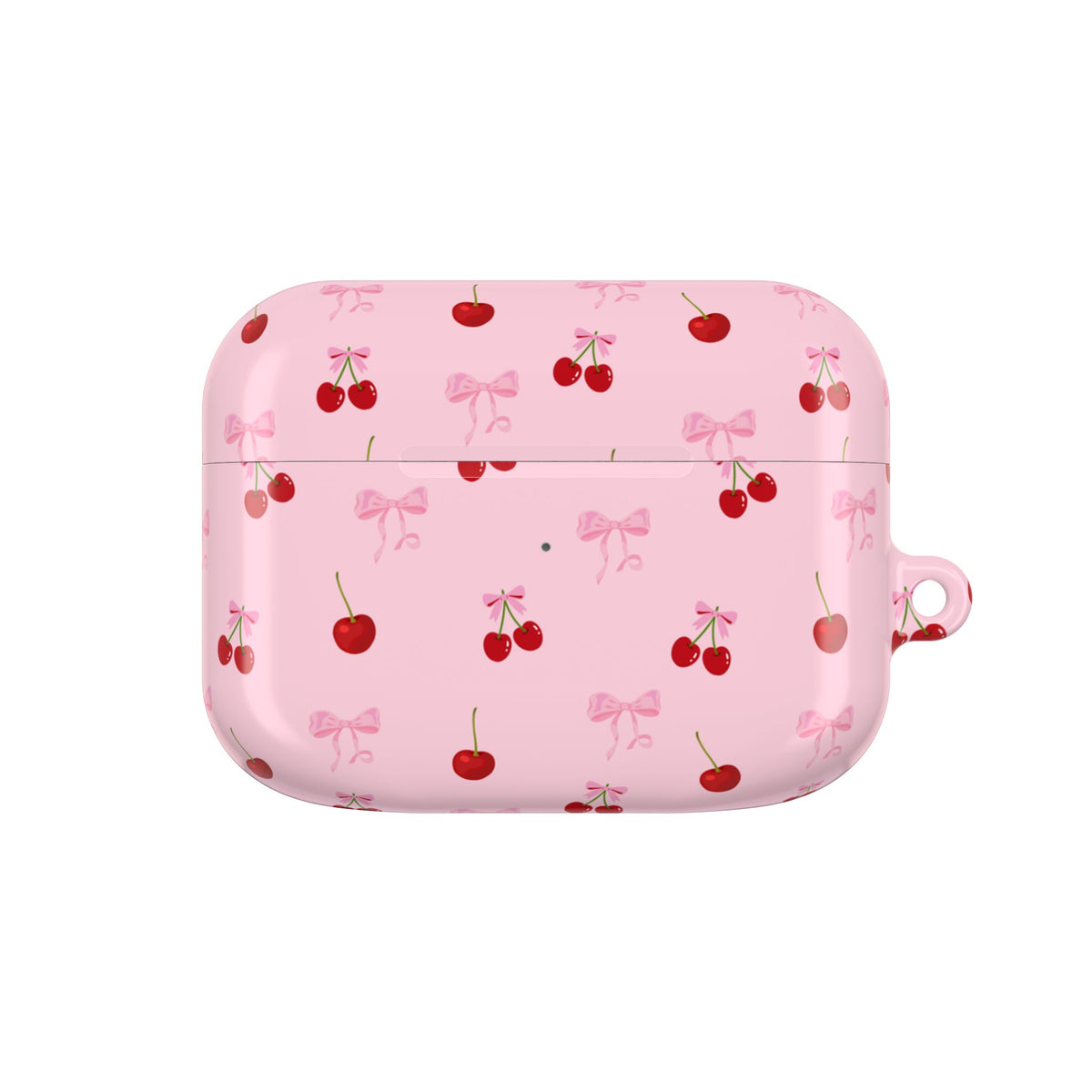 Cherry Bow AirPod Case — Cute Pink Cherry Pattern AirPods Pro Cover
