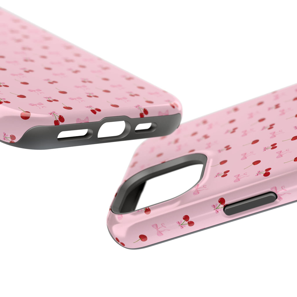 Cherry-Bow Pattern Impact-Resistant Phone Case