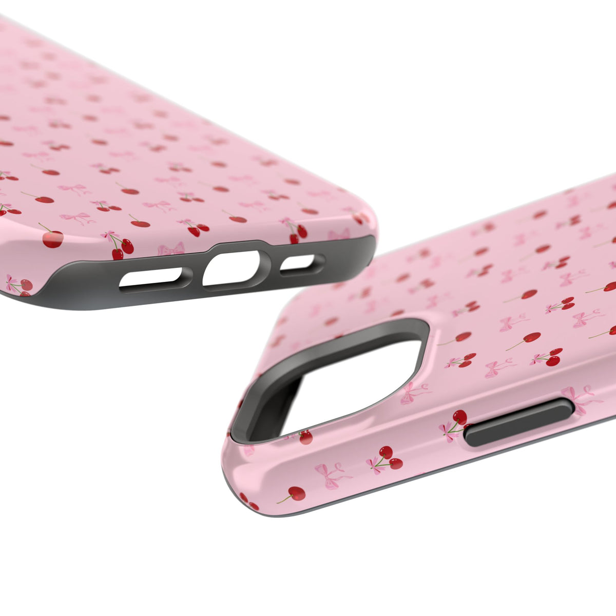 Cherry-Bow Pattern Impact-Resistant Phone Case