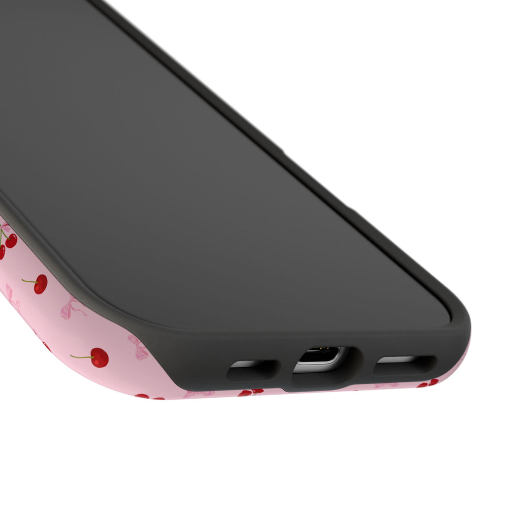 Cherry-Bow Pattern Impact-Resistant Phone Case