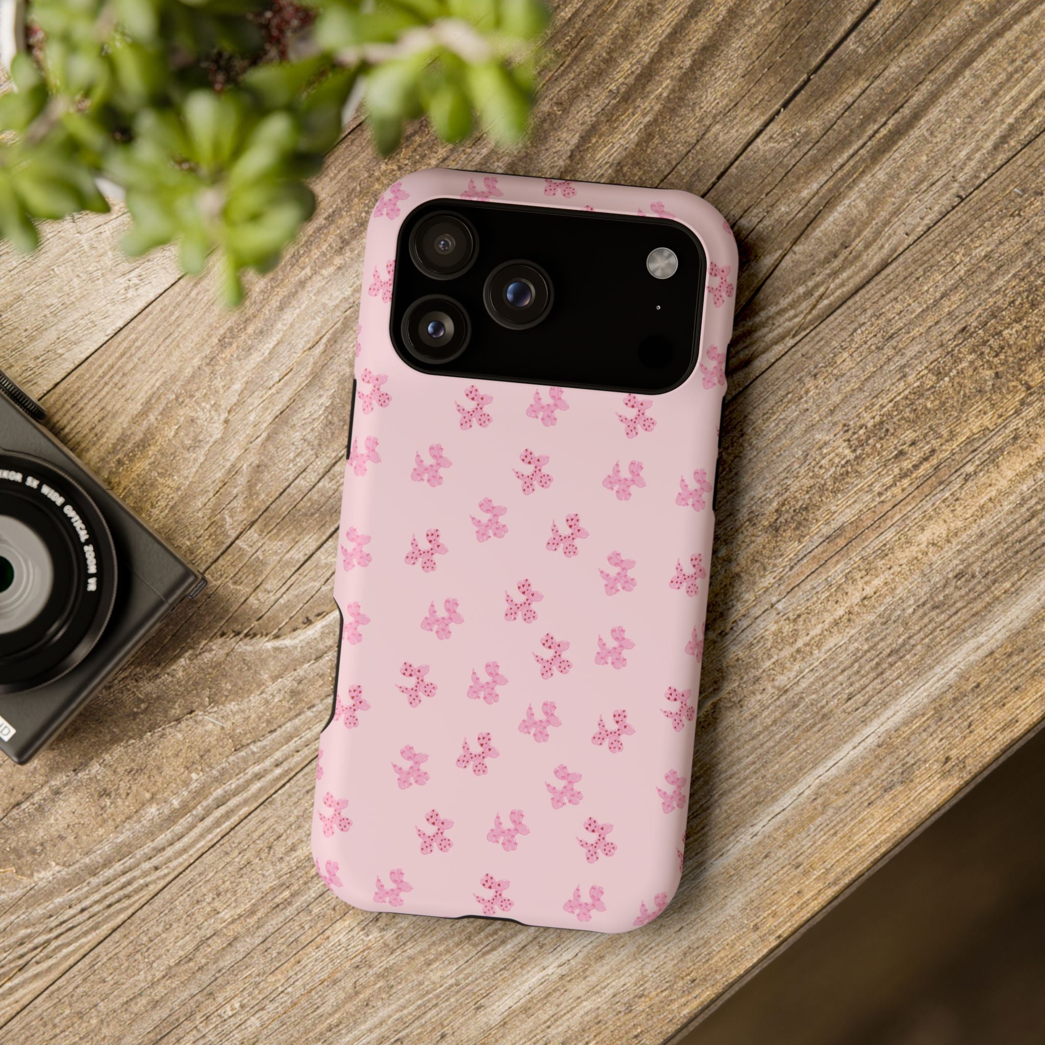Pink Dog Bow's Cute Pattern Impact-Resistant Phone Case