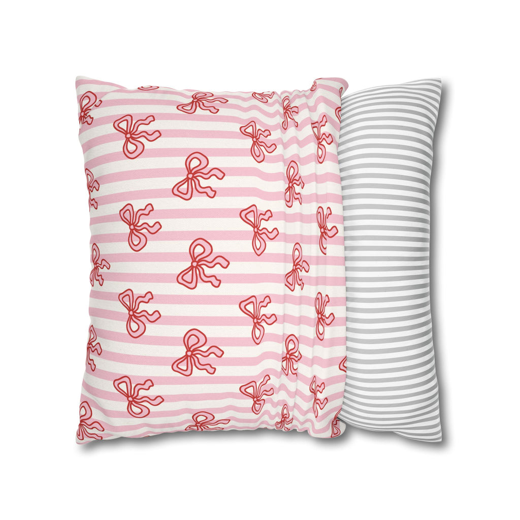 Pink Striped Bow's Pillowcase Cover