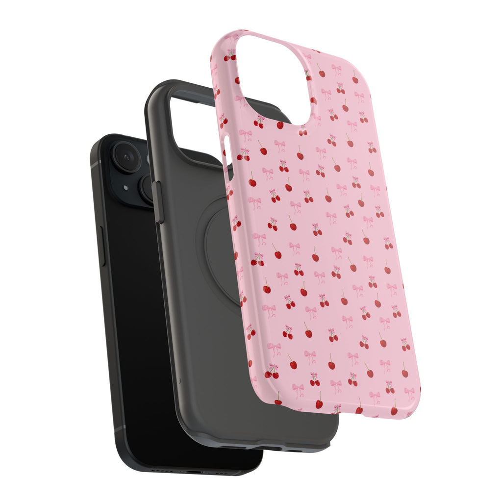 Cherry-Bow Pattern Impact-Resistant Phone Case