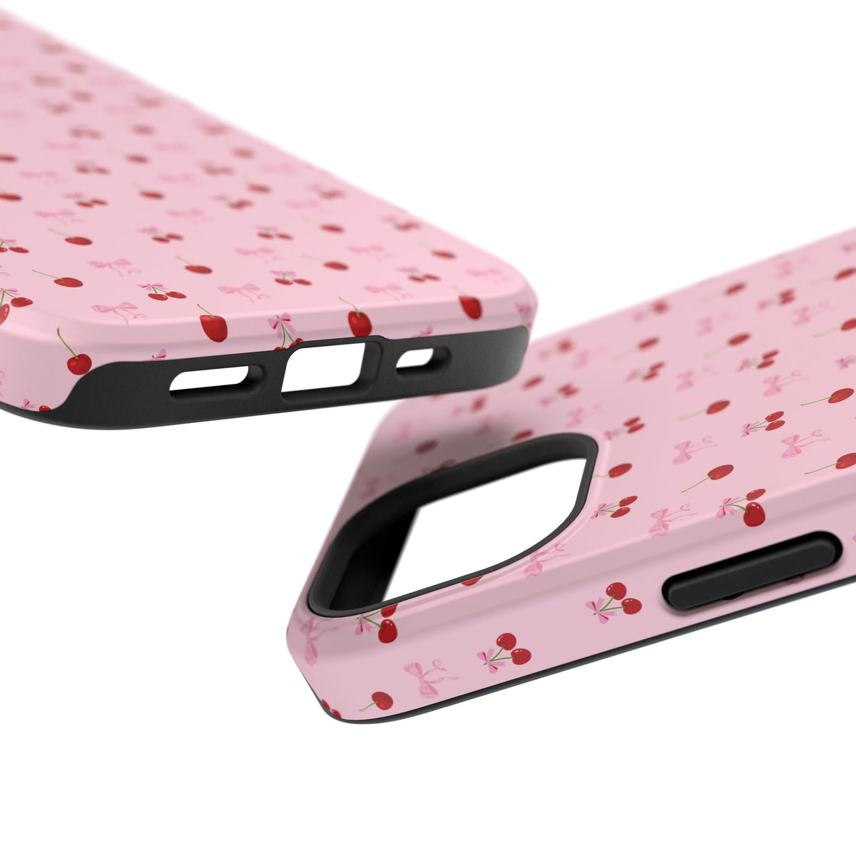 Cherry-Bow Pattern Impact-Resistant Phone Case