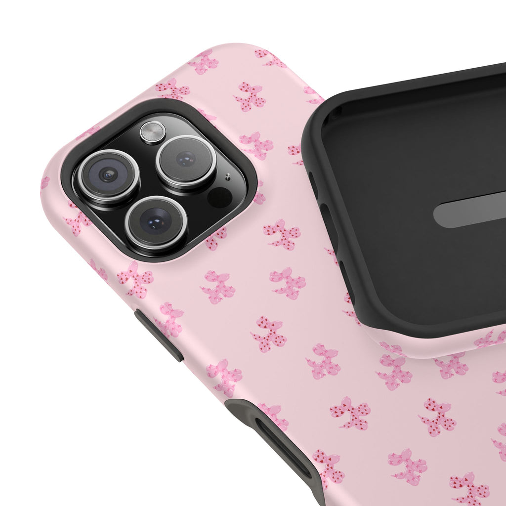 Pink Dog Bow's Cute Pattern Impact-Resistant Phone Case